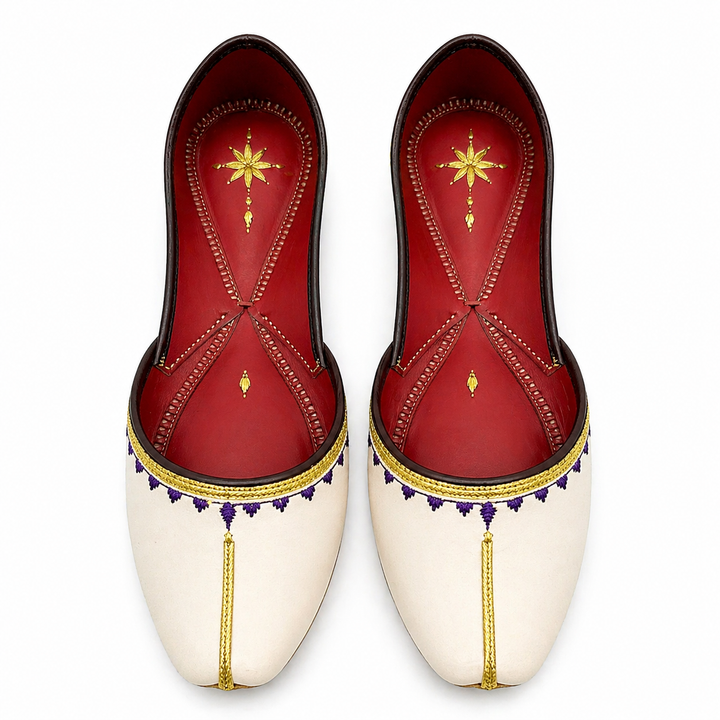 Handcrafted Embroidered Khussa – White Royal