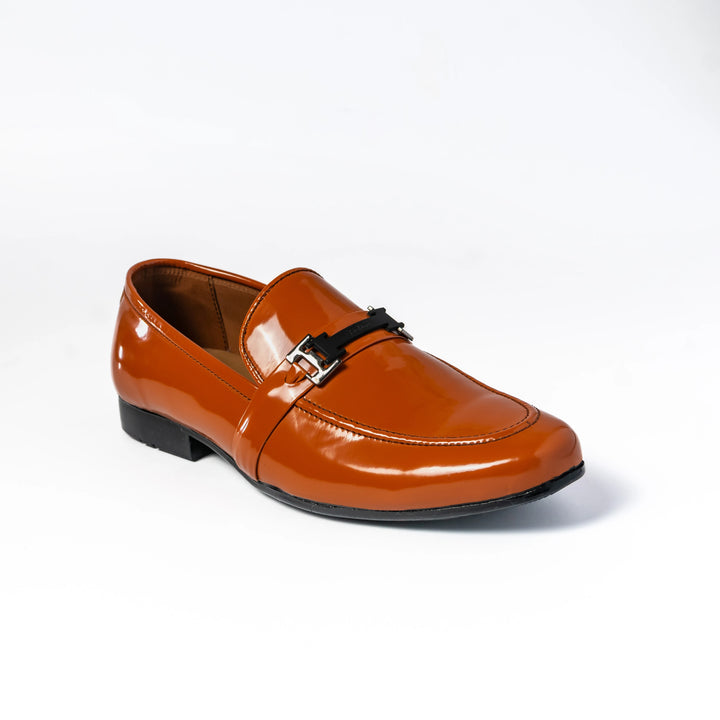 Men's Tan Patent Leather Bit Loafers