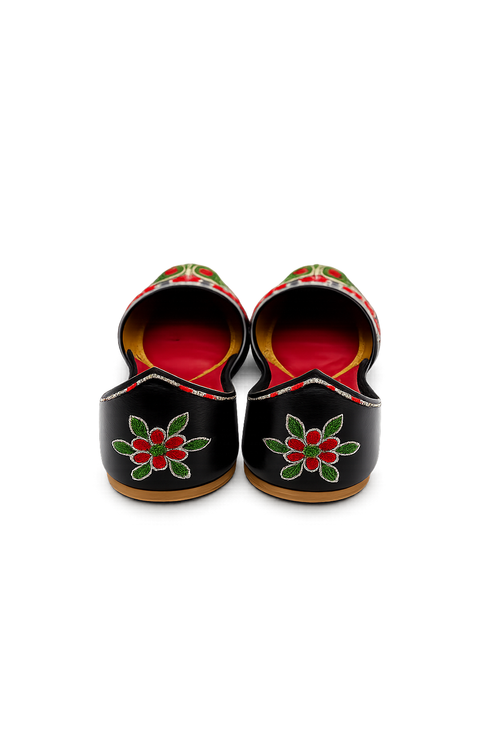 Black Red Floral Jutti – Ladies Handcrafted Flat