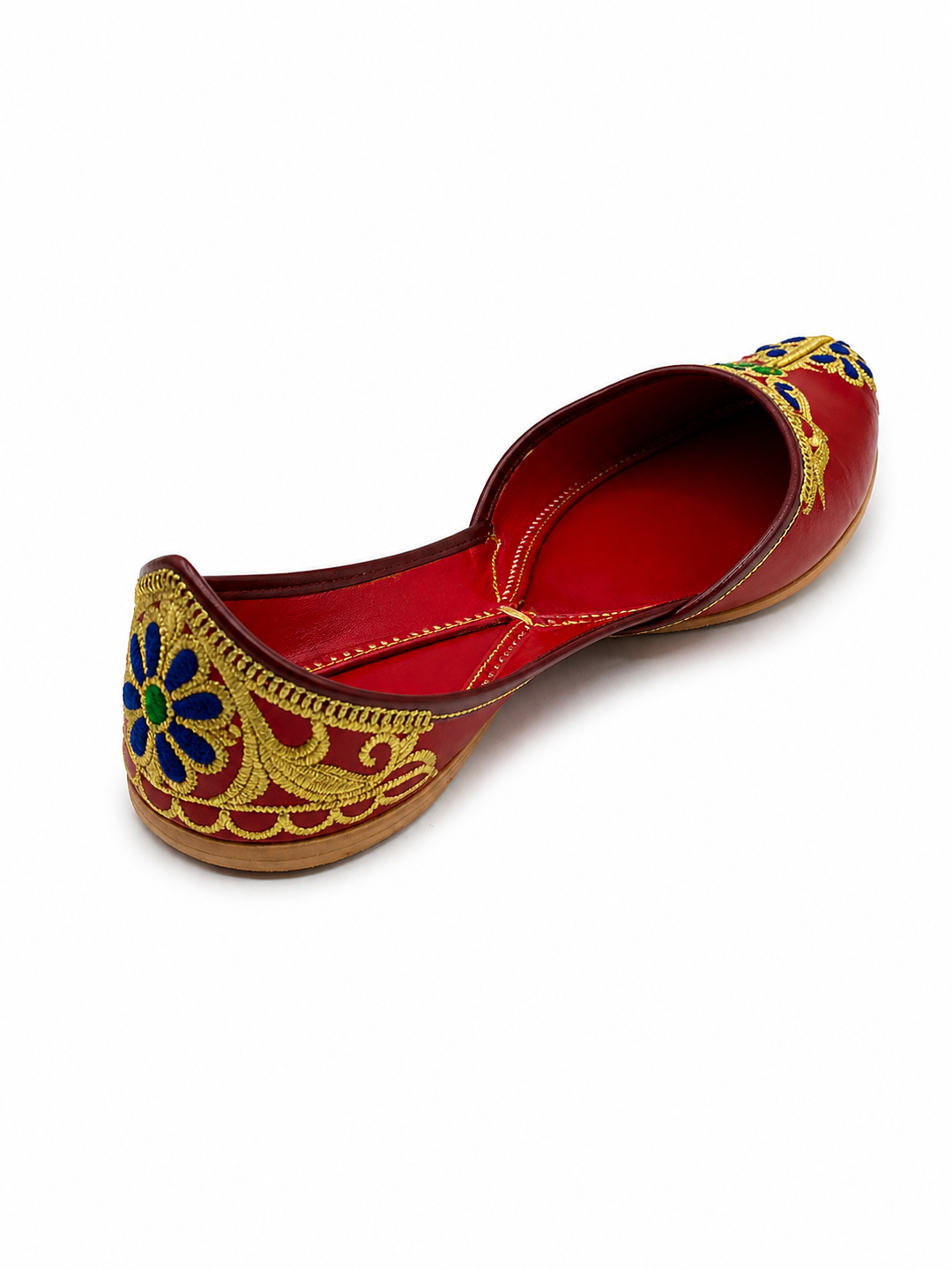 Red Daisy Medallion Jutti – Ladies Bridal Flat