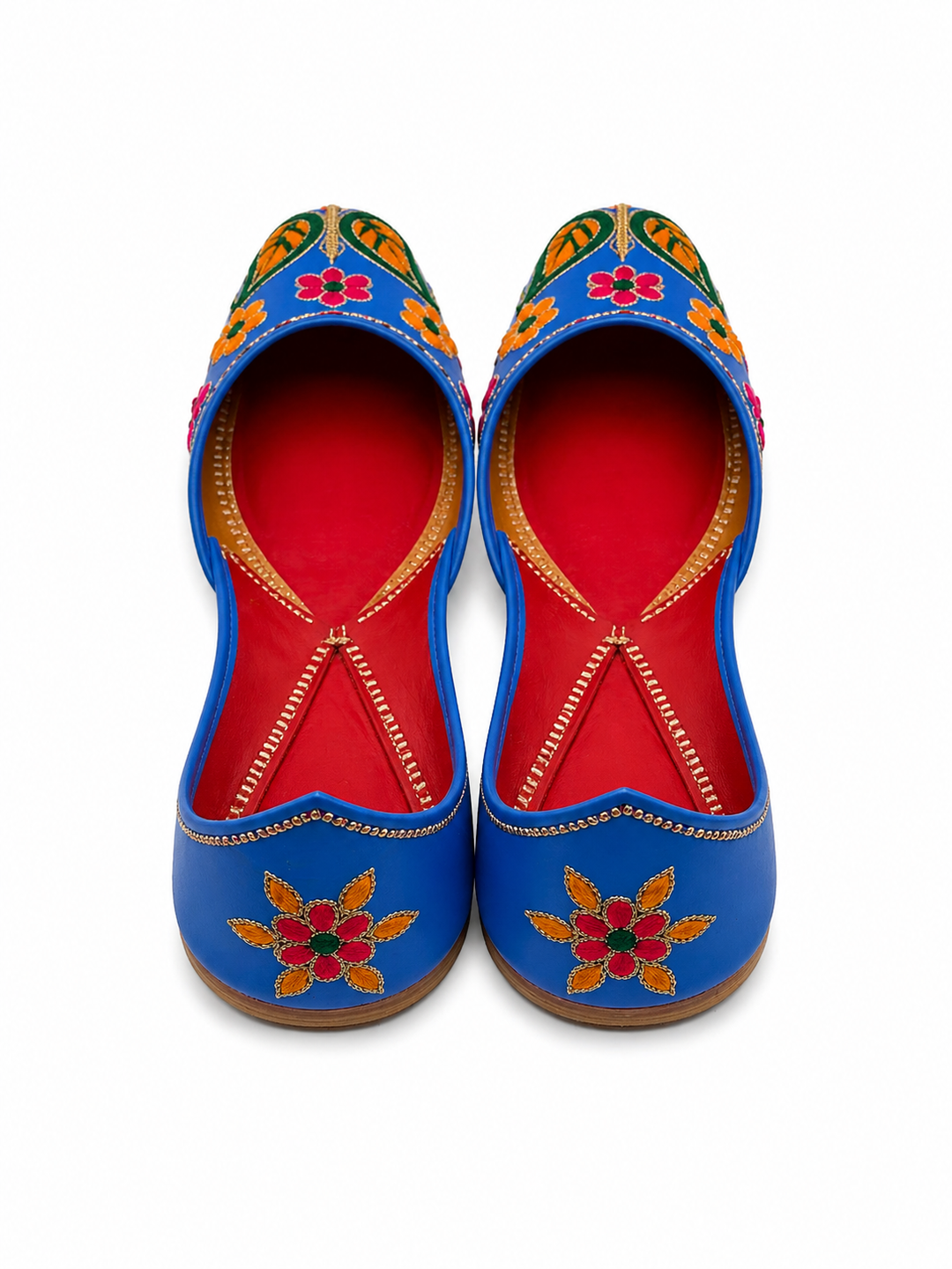 Royal Blue Multi-Floral Jutti – Ladies Handcrafted Flat