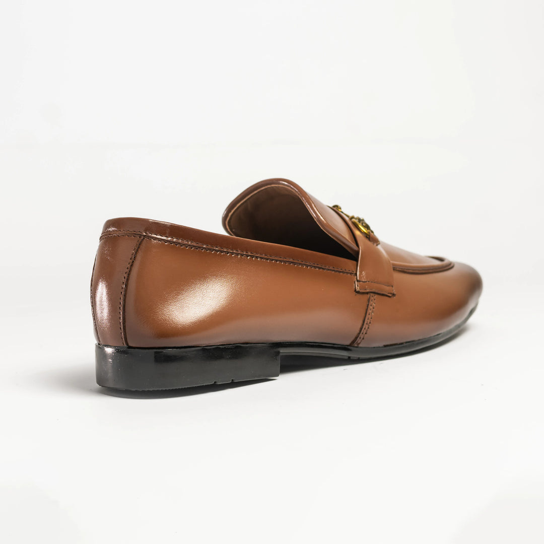 Men's Brown Leather Gold Horsebit Loafers