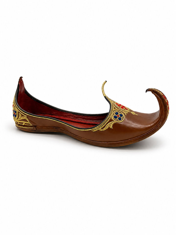 Brown Royal Mughal Khussa – Gold Zardozi Edition