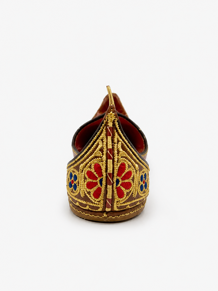 Brown Royal Mughal Khussa – Gold Zardozi Edition