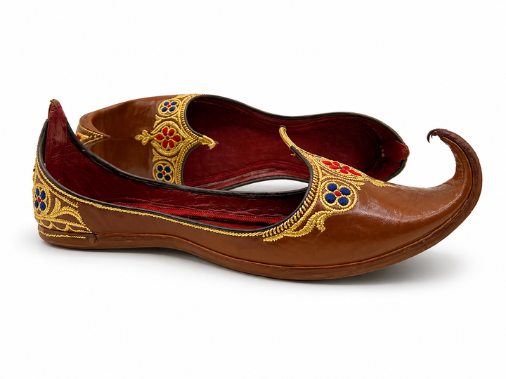 Brown Royal Mughal Khussa – Gold Zardozi Edition