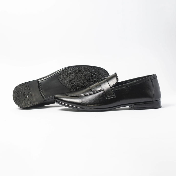 Men's Black Leather Penny Loafers