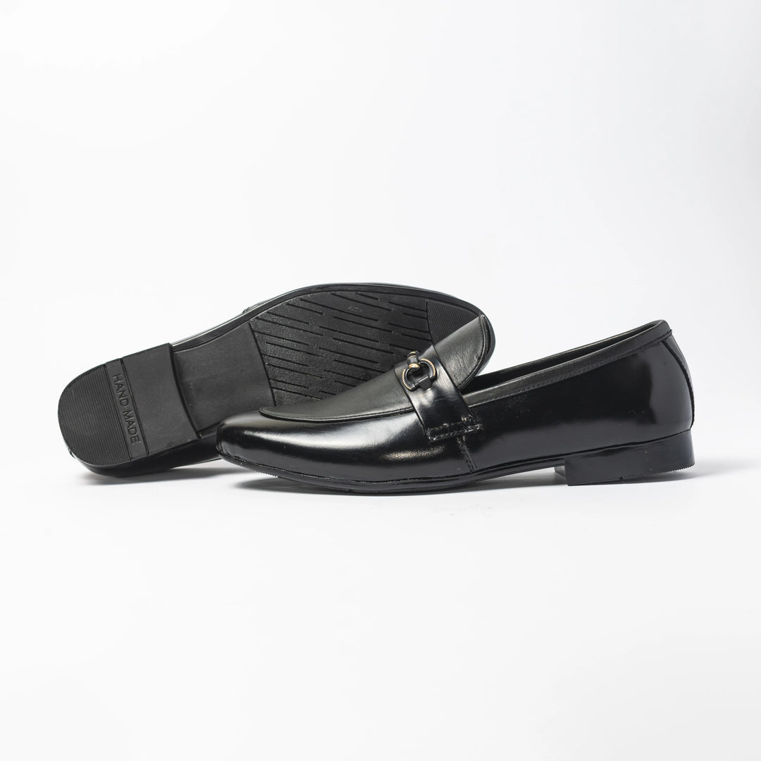 Men's Black Leather Classic Horsebit Loafers