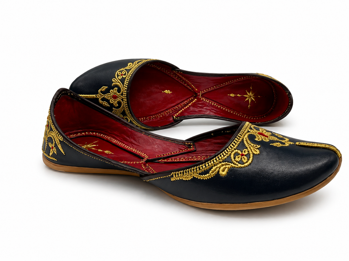 Black Gold Zardozi Khussa – Premium Handcrafted