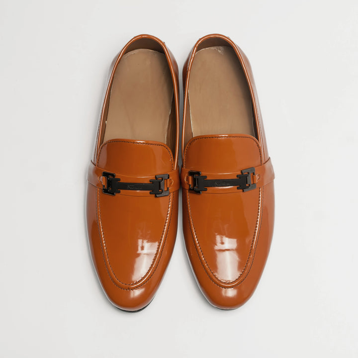 Men's Tan Patent Leather Bit Loafers