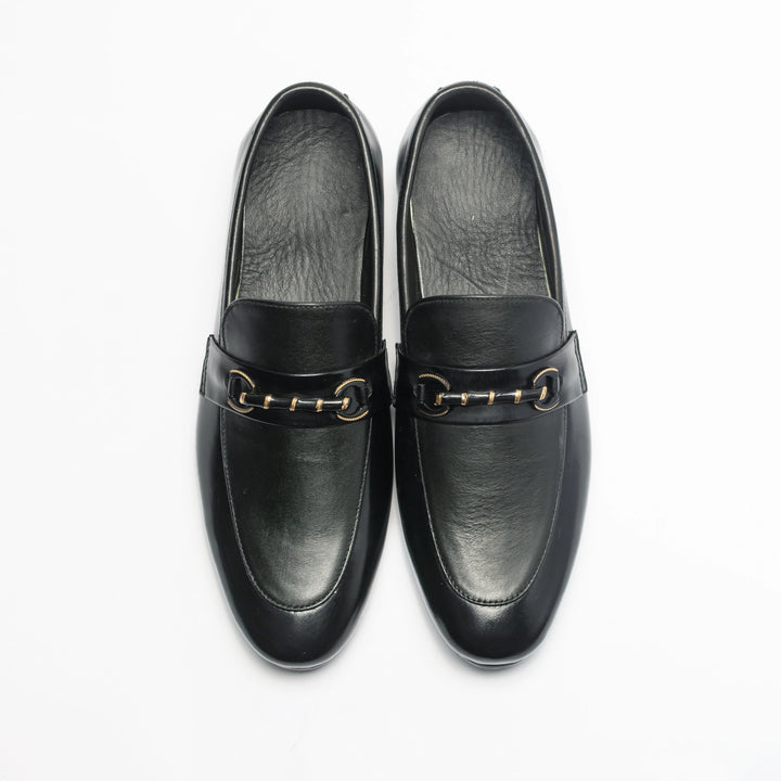 Men's Black Leather Classic Horsebit Loafers