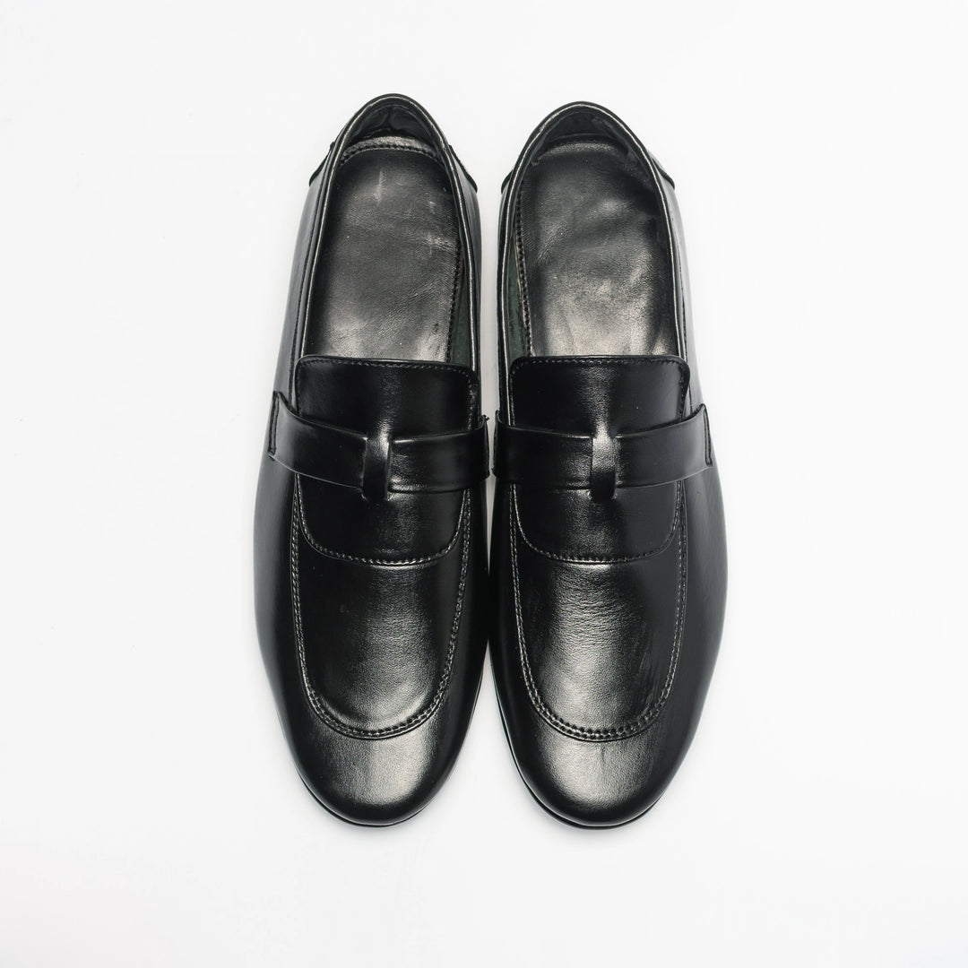 Men's Black Leather Penny Loafers