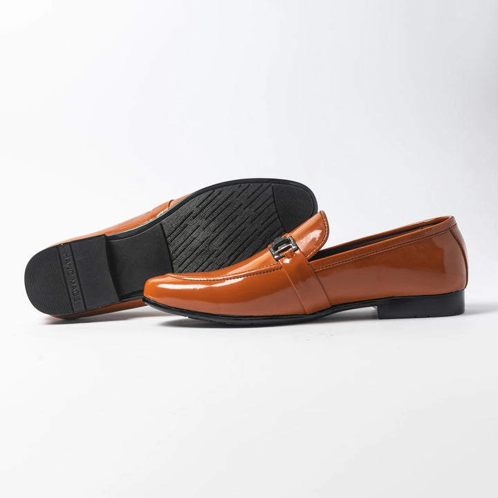 Men's Tan Patent Leather Bit Loafers