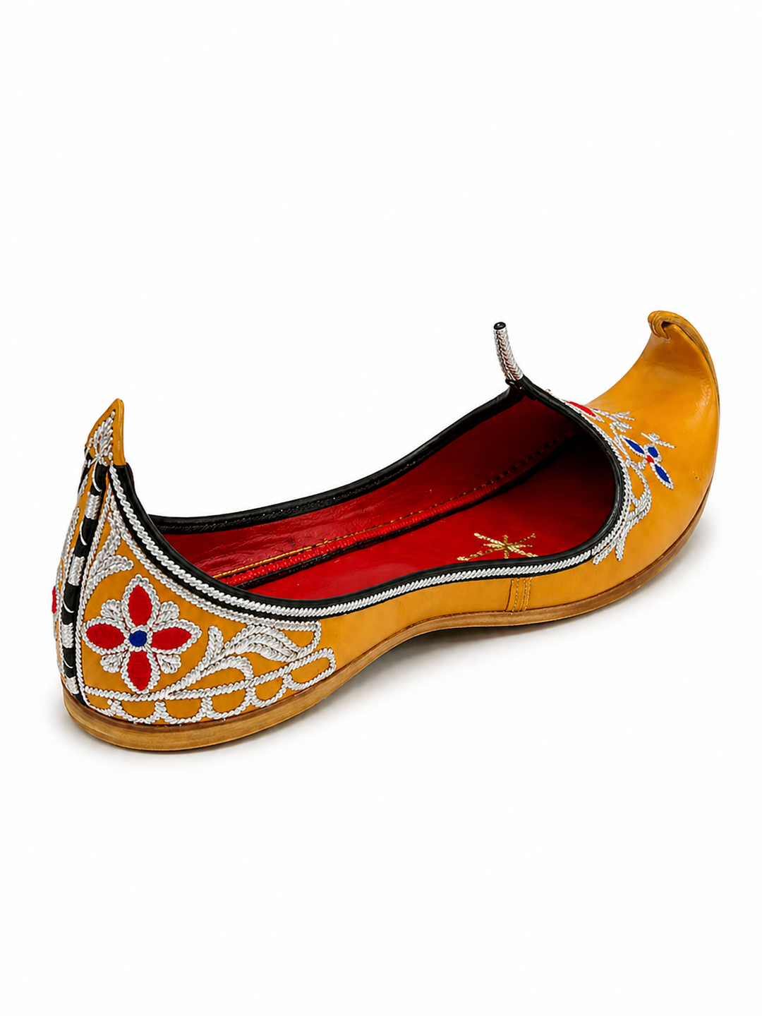 Mustard Yellow Mughal Khussa – Silver Embroidered