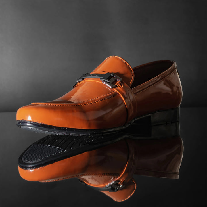 Men's Tan Patent Leather Bit Loafers