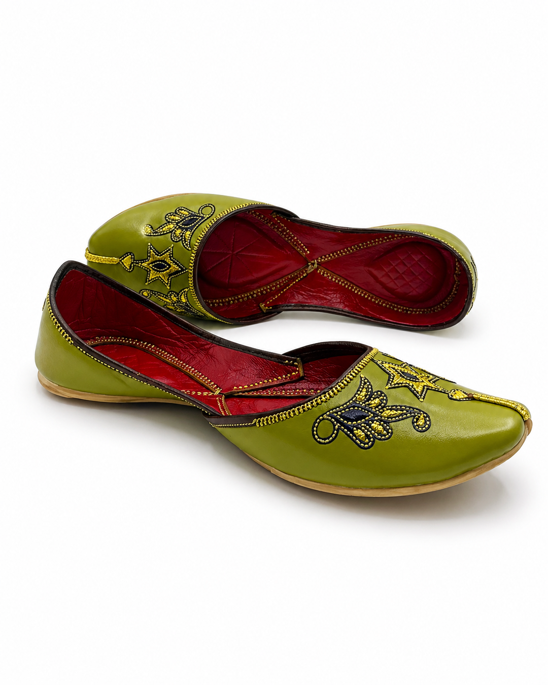 Olive Green Star Embroidered Jutti – Ladies Premium